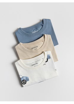 Reserved - Bawełniany t-shirt 3 pack - złamana biel ze sklepu Reserved w kategorii T-shirty chłopięce - zdjęcie 188066724