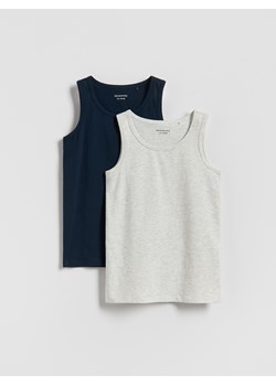 Reserved - Bawełniany podkoszulek 2 pack - jasnoszary ze sklepu Reserved w kategorii Podkoszulki dziecięce - zdjęcie 188066880