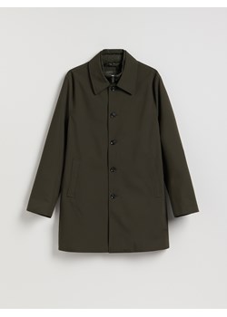 Reserved - Gładki płaszcz z kołnierzem - ciemnozielony ze sklepu Reserved w kategorii Płaszcze męskie - zdjęcie 188066971