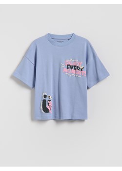 Reserved - Bawełniany t-shirt z nadrukiem - jasnoniebieski ze sklepu Reserved w kategorii T-shirty chłopięce - zdjęcie 188067040