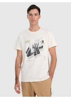 Męski t-shirt z nadrukiem 4F 4FRAW25TTSHM3223 - biały ze sklepu Sportstylestory.com w kategorii T-shirty męskie - zdjęcie 188069041