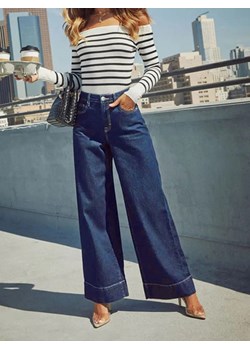 Damskie jeansy z szerokimi nogawkami - Ciemnoniebieski S ze sklepu Intimica.pl w kategorii Jeansy damskie - zdjęcie 188081182