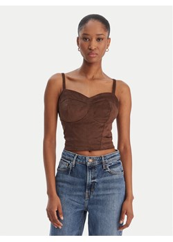 Guess Top W6RH03 WJ472 Brązowy Slim Fit ze sklepu MODIVO w kategorii Bluzki damskie - zdjęcie 188081303