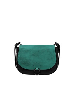 czarna torebka damska skórzana  na ramię  z wymienną zieloną klapą Li ze sklepu Słoń Torbalski w kategorii Listonoszki - zdjęcie 188082022