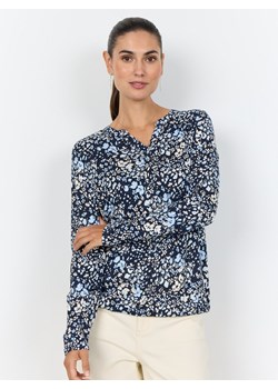 soyaconcept® Damska koszulka z długim rękawem - SC-Felicity Kobiety Bawełna granatowy wzorzysty ze sklepu vangraaf w kategorii Bluzki damskie - zdjęcie 188082054