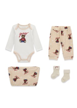 Guess Komplet bluza, body i spodnie dresowe H6RW02 KA6W4 Beżowy Regular Fit ze sklepu MODIVO w kategorii Komplety niemowlęce - zdjęcie 188083452