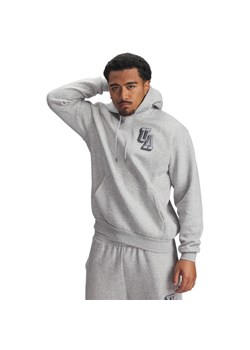 Męska bluza nierozpinana z kapturem Under Armour UA Icon Flc Graphic Top - szara ze sklepu Sportstylestory.com w kategorii Bluzy męskie - zdjęcie 188084054