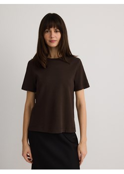 Reserved - T-shirt z bawełny merceryzowanej - brązowy ze sklepu Reserved w kategorii Bluzki damskie - zdjęcie 188087133
