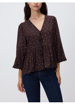 Reserved - Bluzka w groszki - ciemnobrązowy ze sklepu Reserved w kategorii Bluzki damskie - zdjęcie 188087344
