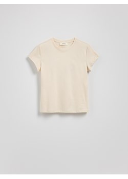 Reserved - T-shirt z domieszką jedwabiu - złamana biel ze sklepu Reserved w kategorii Bluzki damskie - zdjęcie 188087363