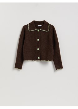 Reserved - Kardigan z kołnierzykiem - brązowy ze sklepu Reserved w kategorii Swetry damskie - zdjęcie 188087393