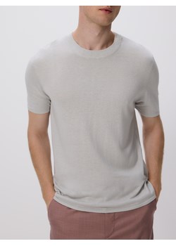 Reserved - T-shirt regular z lnem - jasnoszary ze sklepu Reserved w kategorii T-shirty męskie - zdjęcie 188087402