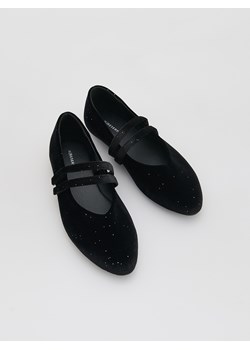 Reserved - Welurowe baleriny - czarny ze sklepu Reserved w kategorii Balerinki dziecięce - zdjęcie 188087791