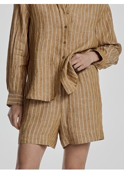 Reserved - Lniane szorty w paski - warm olive ze sklepu Reserved w kategorii Szorty - zdjęcie 188087991