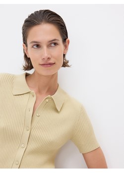 Reserved - Prążkowana bluzka polo - jasnozielony ze sklepu Reserved w kategorii Bluzki damskie - zdjęcie 188088002