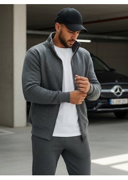 Bluza męska rozpinana bez kaptura antracytowa BX4111 ze sklepu DSTREET.PL w kategorii Bluzy męskie - zdjęcie 188088122
