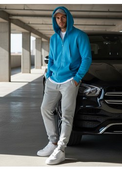 Bluza męska z kapturem jasnoniebieska Dstreet BX4689 ze sklepu DSTREET.PL w kategorii Bluzy męskie - zdjęcie 188088212