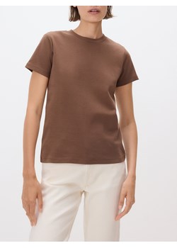 Reserved - Bawełniany t-shirt - brązowy ze sklepu Reserved w kategorii Bluzki damskie - zdjęcie 188090101