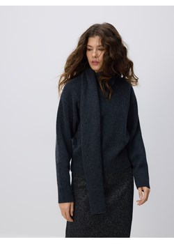 Reserved - Wełniany sweter z szalem - ciemnoszary ze sklepu Reserved w kategorii Swetry damskie - zdjęcie 188090134