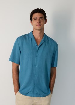 Reserved - Koszula regular z dodatkiem lnu - niebieski ze sklepu Reserved w kategorii Koszule męskie - zdjęcie 188090470