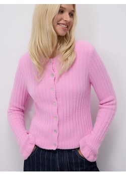 Reserved - Prążkowany kardigan - różowy ze sklepu Reserved w kategorii Swetry damskie - zdjęcie 188090844