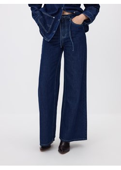 Reserved - Jeansy wide leg z wiązaniem - granatowy ze sklepu Reserved w kategorii Jeansy damskie - zdjęcie 188090892