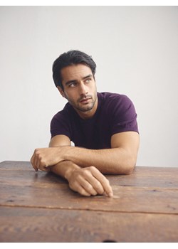 Reserved - Sweter z krótkim rękawem z dodatkiem wełny - ciemnofioletowy ze sklepu Reserved w kategorii Swetry męskie - zdjęcie 188090964