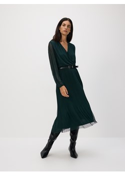 Reserved - Plisowana sukienka z paskiem - morski ze sklepu Reserved w kategorii Sukienki - zdjęcie 188091601