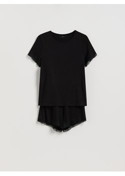 Reserved - Dwuczęściowa piżama z koronką - czarny ze sklepu Reserved w kategorii Piżamy damskie - zdjęcie 188092993