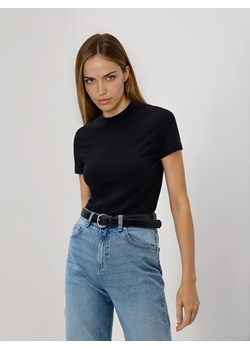 Reserved - T-shirt slim fit - czarny ze sklepu Reserved w kategorii Bluzki damskie - zdjęcie 188093154
