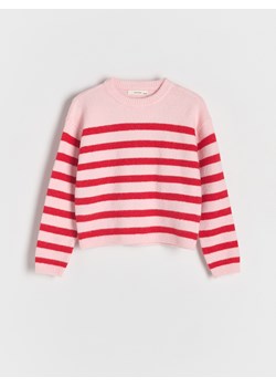 Reserved - Sweter w paski - różowy ze sklepu Reserved w kategorii Swetry dziewczęce - zdjęcie 188093234