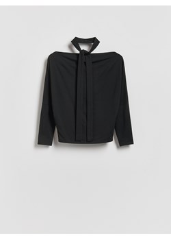 Reserved - Longsleeve z wiązanym szalem - czarny ze sklepu Reserved w kategorii Bluzki damskie - zdjęcie 188093314