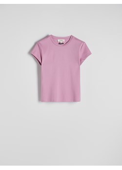 Reserved - T-shirt z domieszką jedwabiu - różowy ze sklepu Reserved w kategorii Bluzki damskie - zdjęcie 188093424