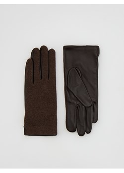 Reserved - Wełniano-skórzane rękawiczki - ciemnobrązowy ze sklepu Reserved w kategorii Rękawiczki damskie - zdjęcie 188093512
