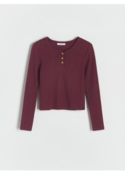 Reserved - Koszulka z guzikami przy dekolcie - bordowy ze sklepu Reserved w kategorii Bluzki dziewczęce - zdjęcie 188093540