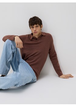 Reserved - Sweter polo z bawełną - jasnofioletowy ze sklepu Reserved w kategorii Swetry męskie - zdjęcie 188093620