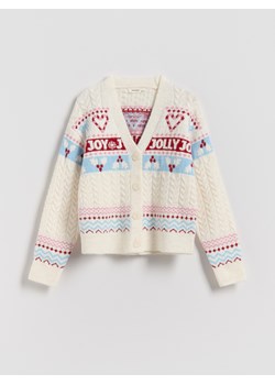 Reserved - Świąteczny kardigan - złamana biel ze sklepu Reserved w kategorii Swetry dziewczęce - zdjęcie 188093880