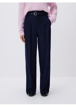 Reserved - Szerokie spodnie z paskiem - granatowy ze sklepu Reserved w kategorii Spodnie damskie - zdjęcie 188093931