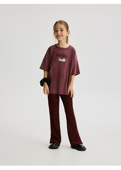 Reserved - Prążkowane spodnie flare - mahoniowy ze sklepu Reserved w kategorii Spodnie dziewczęce - zdjęcie 188094050