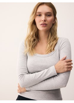 Reserved - Bawełniany longsleeve - jasnoszary ze sklepu Reserved w kategorii Bluzki damskie - zdjęcie 188094154