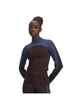 Damski longsleeve treningowy top Under Armour UA Halo CW Mock - brązowy ze sklepu Sportstylestory.com w kategorii Bluzki damskie - zdjęcie 188094194