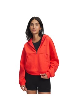 Damska bluza nierozpinana z kapturem Under Armour UA Icon Fleece HZ Hoodie - czerwona ze sklepu Sportstylestory.com w kategorii Bluzy damskie - zdjęcie 188094251