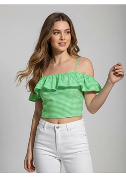 Sinsay - Top na ramiączkach z falbaną przy dekolcie - zielony ze sklepu Sinsay w kategorii Bluzki damskie - zdjęcie 188094533
