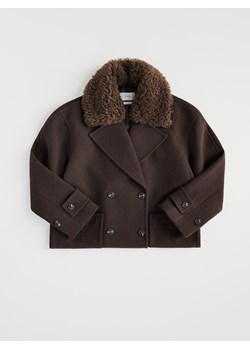 Reserved - Płaszcz z dodatkiem wełny - ciemnobrązowy ze sklepu Reserved w kategorii Płaszcze damskie - zdjęcie 188096500