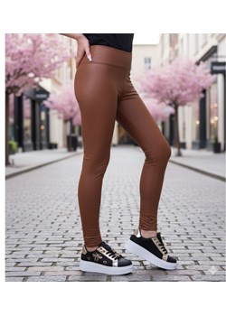Elastyczne ciemno brązowe legginsy damskie /H UB923 T189/ ze sklepu Pantofelek24.pl w kategorii Spodnie damskie - zdjęcie 188096691
