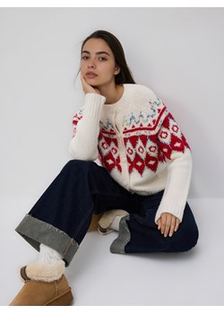 Reserved - Wzorzysty kardigan - czerwony ze sklepu Reserved w kategorii Swetry damskie - zdjęcie 188098001