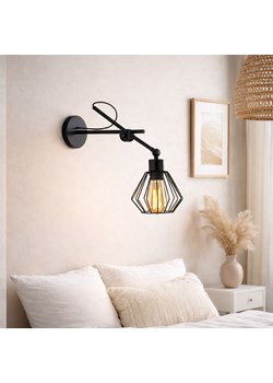 Czarny kinkiet z regulowanym ramieniem DORADO LOFT z drucianym kloszem w stylu loft ze sklepu Lysne w kategorii Lampy ścienne - zdjęcie 188098120