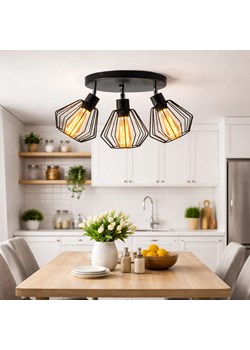 Druciana lampa sufitowa 3 punktowa czarna loft GIJON LOFT regulowane klosze ze sklepu Lysne w kategorii Lampy sufitowe - zdjęcie 188098141