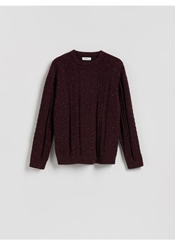 Reserved - Sweter z dekoracyjnym splotem - bordowy ze sklepu Reserved w kategorii Swetry męskie - zdjęcie 188100012