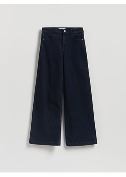 Reserved - Jeansy wide leg z domieszką wełny - granatowy ze sklepu Reserved w kategorii Jeansy damskie - zdjęcie 188100631